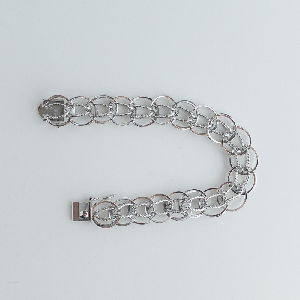 Forstner Vintage Sterling Silver Charm Bracelet Mesh Twisted Weave Chain 7.5in - Picture 8 of 16